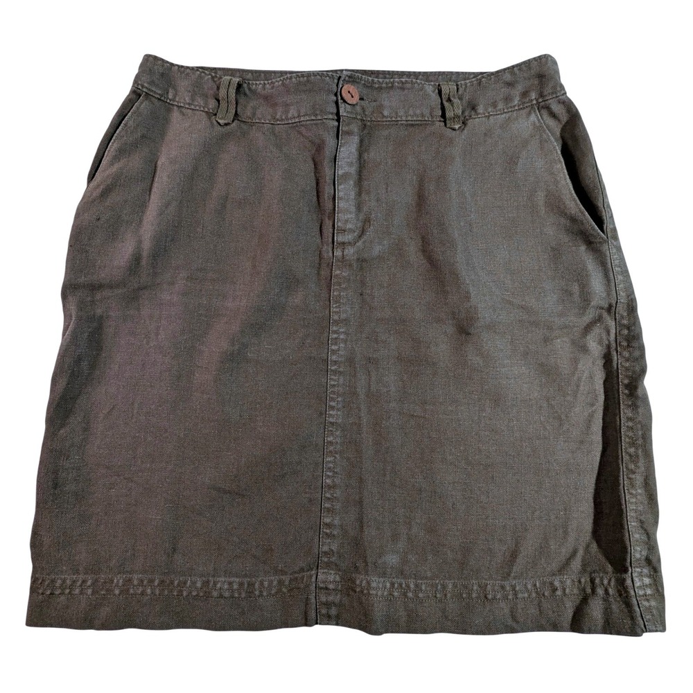 Tommy Bahama 100% Linen Brown Mini Skirt Size 6 V6517‎
